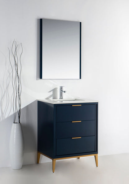 Divani 24" Solid Wood Freestanding Bathroom Vanity with Quartz Countertop