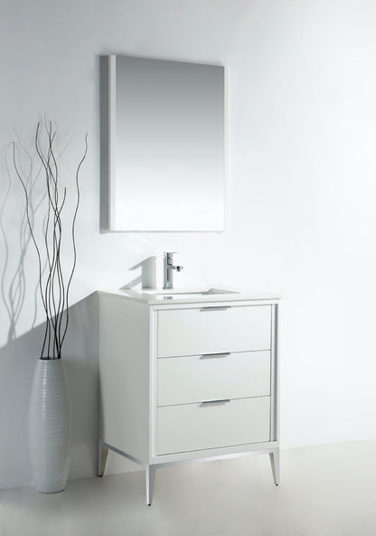Divani 24" Solid Wood Freestanding Bathroom Vanity with Quartz Countertop