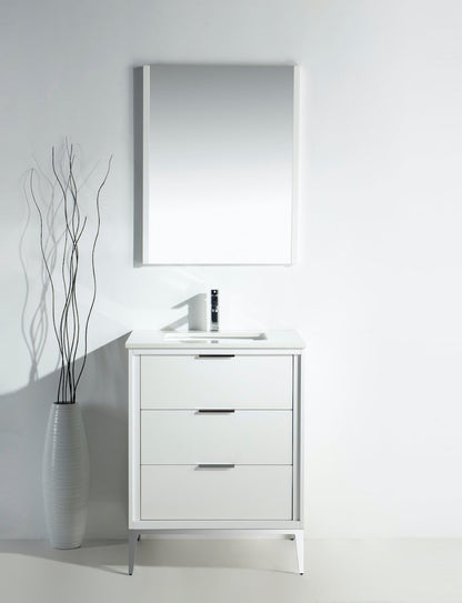 Divani 24" Solid Wood Freestanding Bathroom Vanity with Quartz Countertop