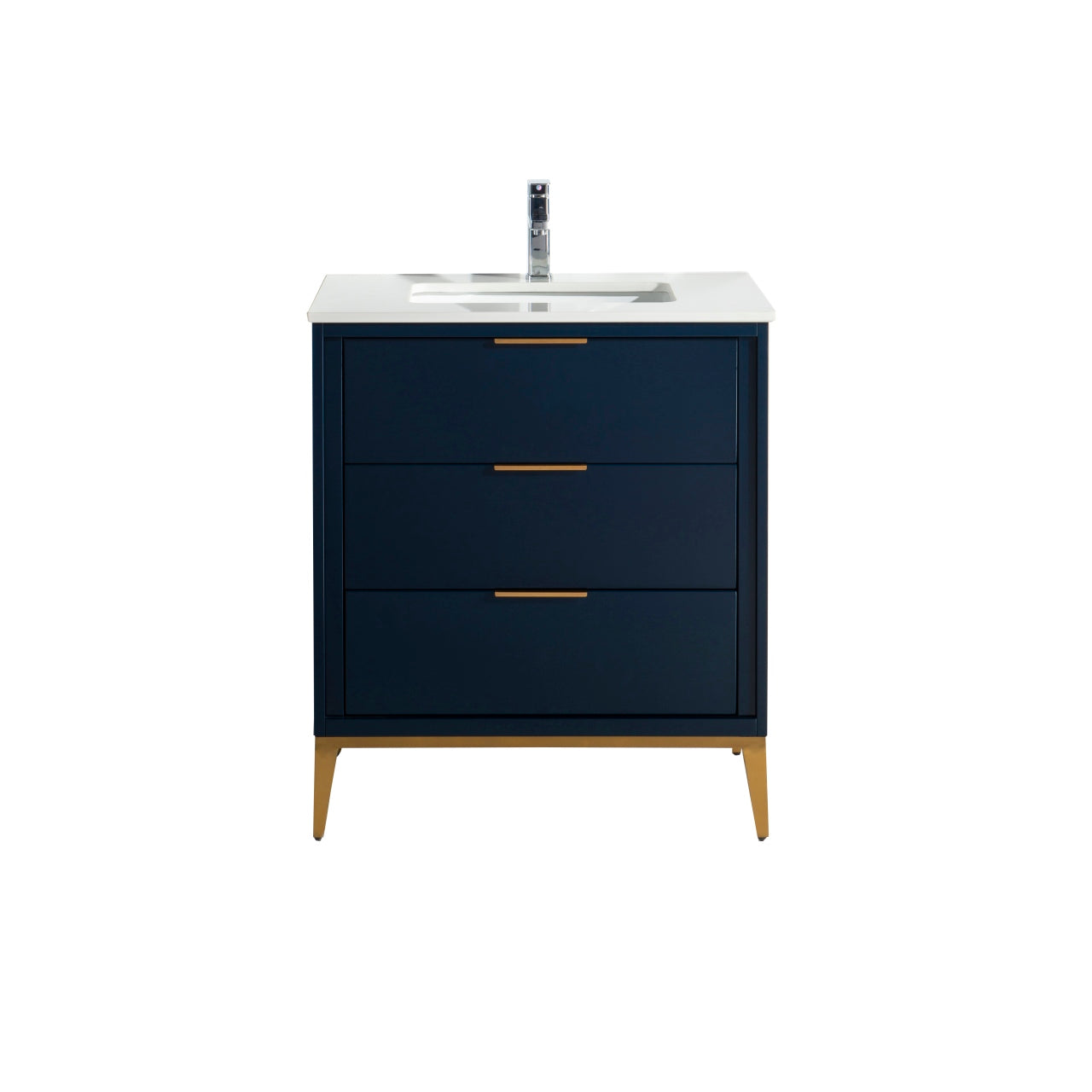 Divani 30" Solid Wood Freestanding Bathroom Vanity with Quartz Countertop