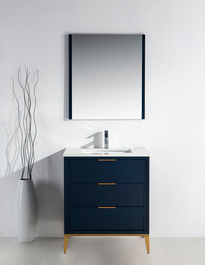 Divani 30" Solid Wood Freestanding Bathroom Vanity with Quartz Countertop