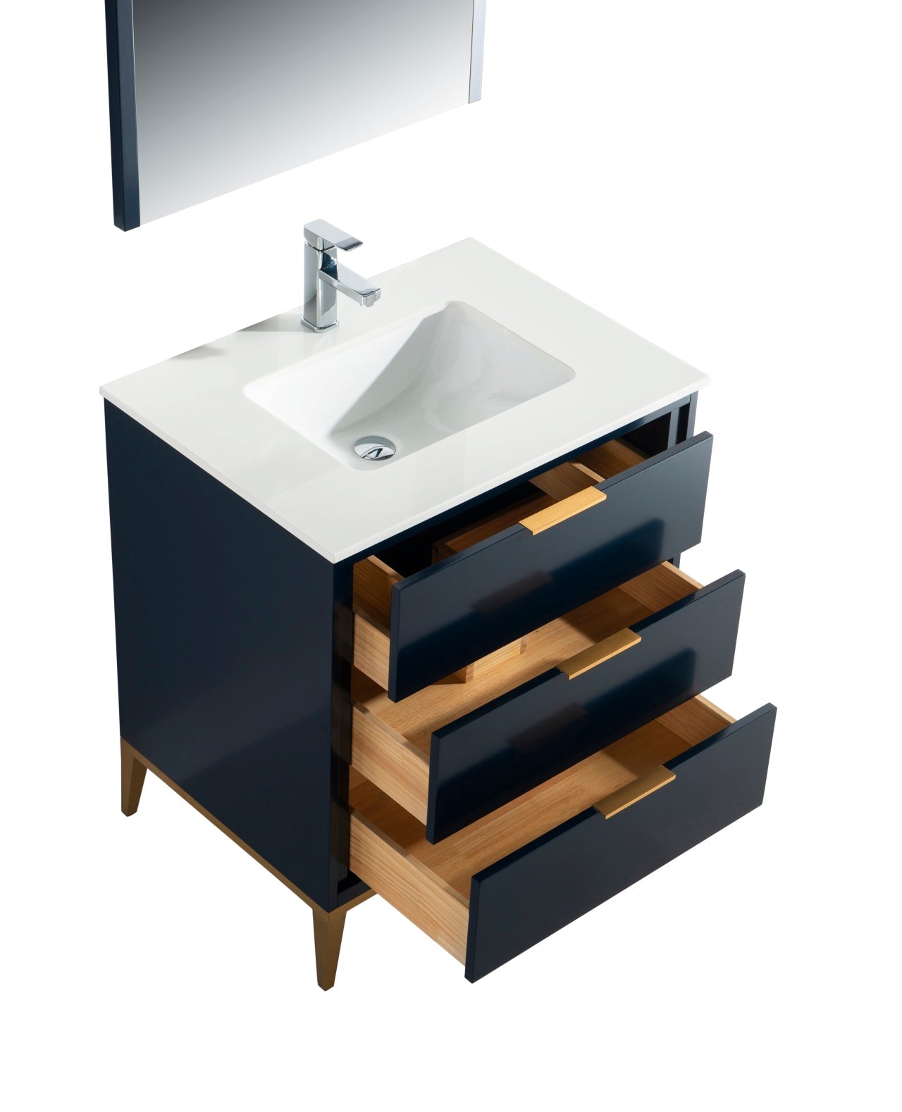 Divani 30" Solid Wood Freestanding Bathroom Vanity with Quartz Countertop