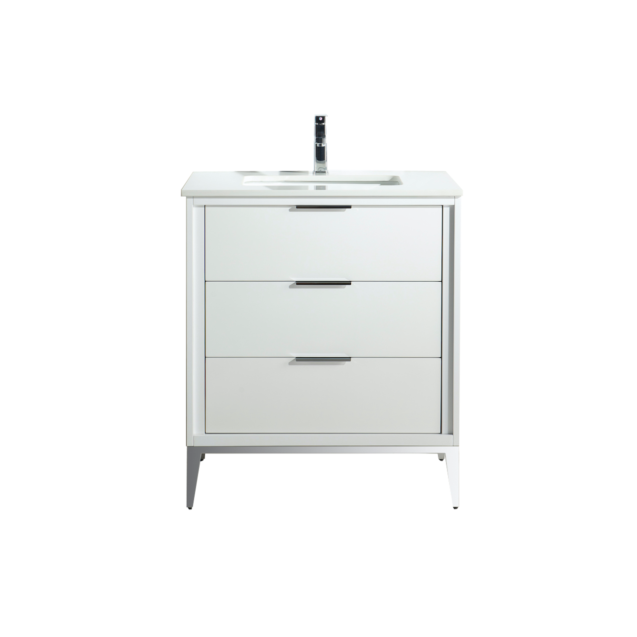 Divani 30" Solid Wood Freestanding Bathroom Vanity with Quartz Countertop