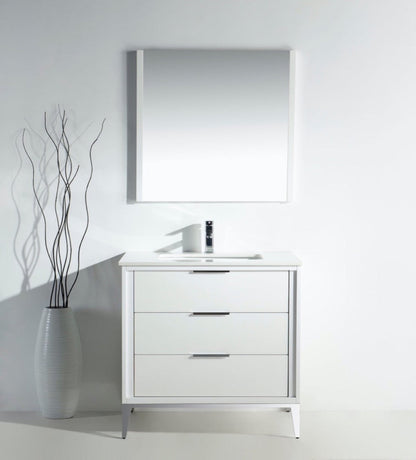 Divani 30" Solid Wood Freestanding Bathroom Vanity with Quartz Countertop