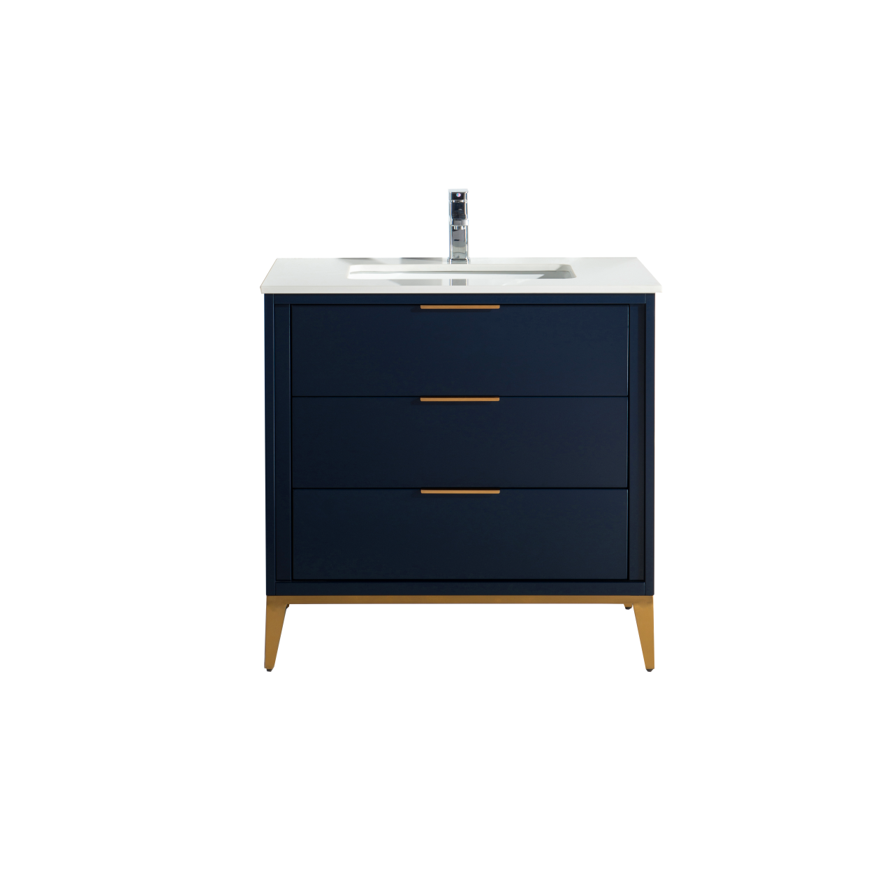Divani 36" Solid Wood Freestanding Bathroom Vanity with Quartz Countertop