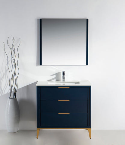 Divani 36" Solid Wood Freestanding Bathroom Vanity with Quartz Countertop