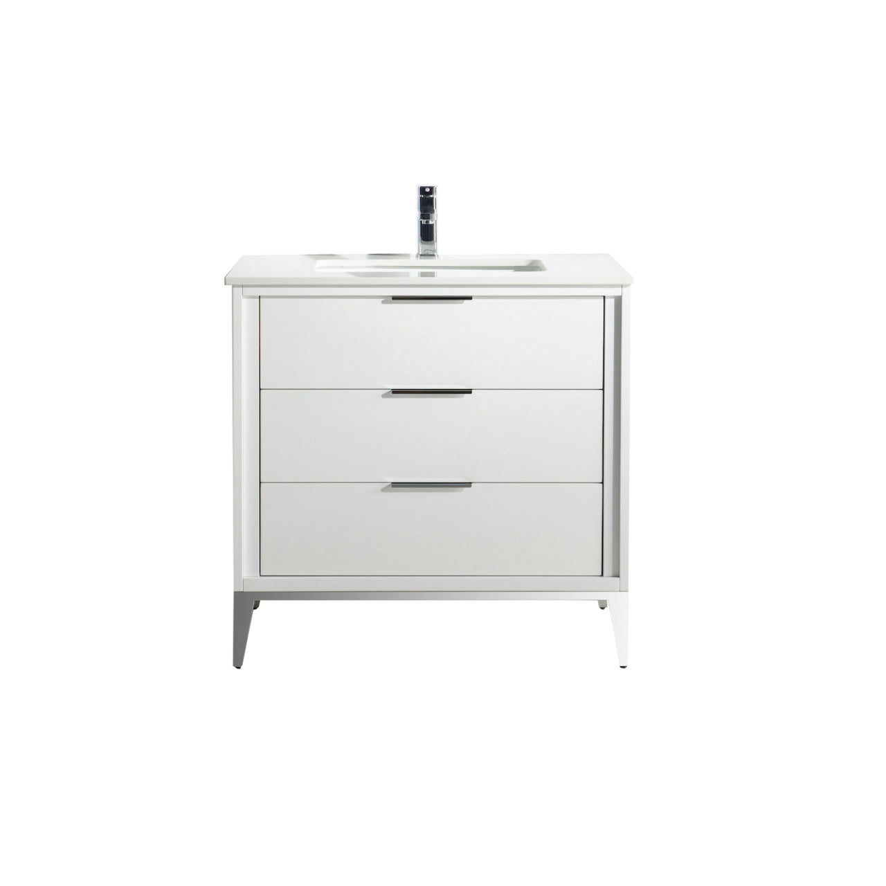 Divani 36" Solid Wood Freestanding Bathroom Vanity with Quartz Countertop