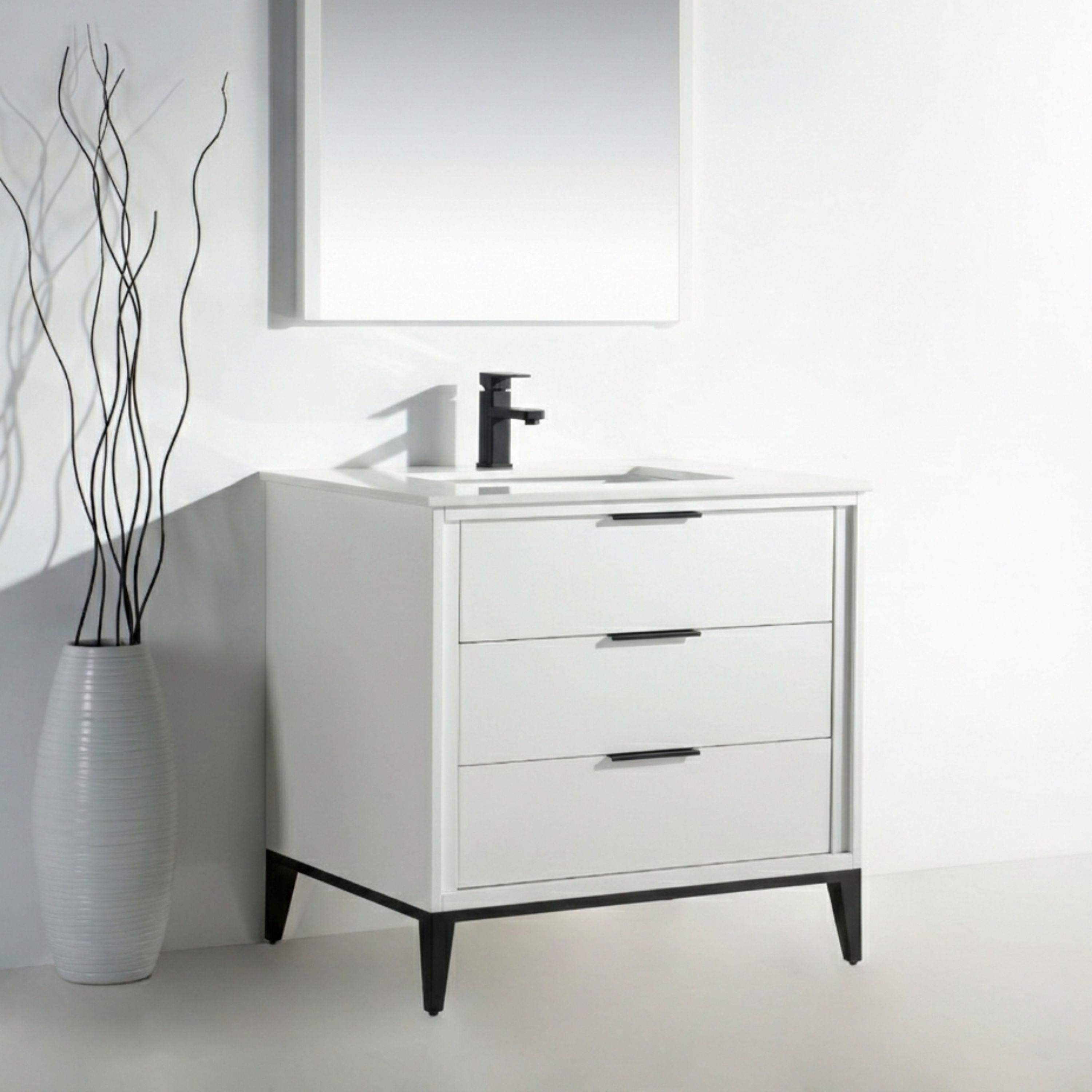 Divani 36" Solid Wood Freestanding Bathroom Vanity with Quartz Countertop