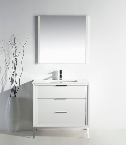 Divani 36" Solid Wood Freestanding Bathroom Vanity with Quartz Countertop