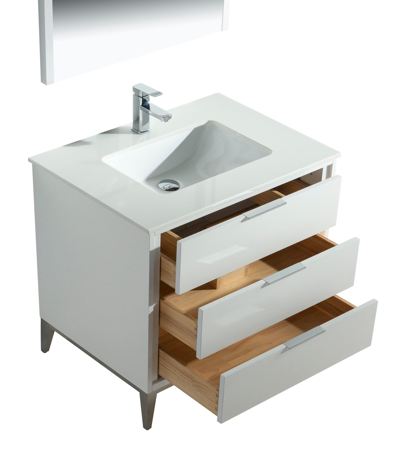 Divani 36" Solid Wood Freestanding Bathroom Vanity with Quartz Countertop