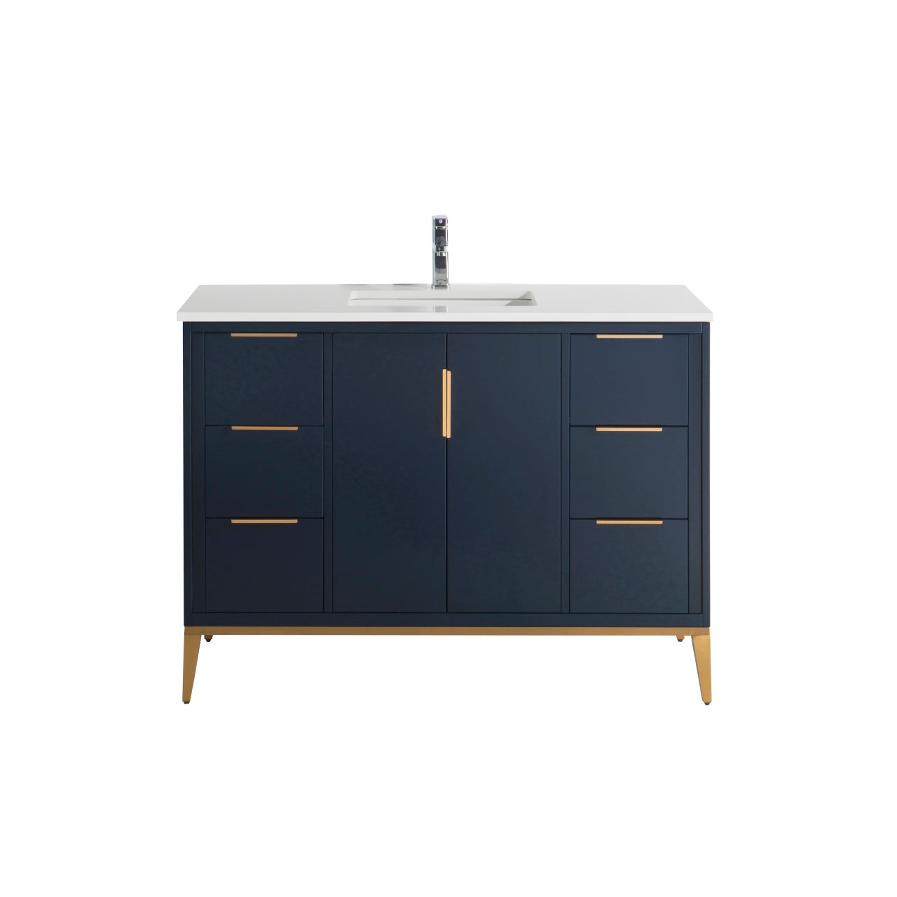 Divani 48" Solid Wood Freestanding Bathroom Vanity with Quartz Countertop