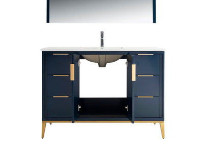 Divani 48" Solid Wood Freestanding Bathroom Vanity with Quartz Countertop