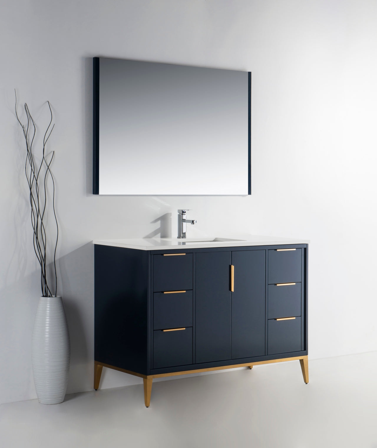 Divani 48" Solid Wood Freestanding Bathroom Vanity with Quartz Countertop
