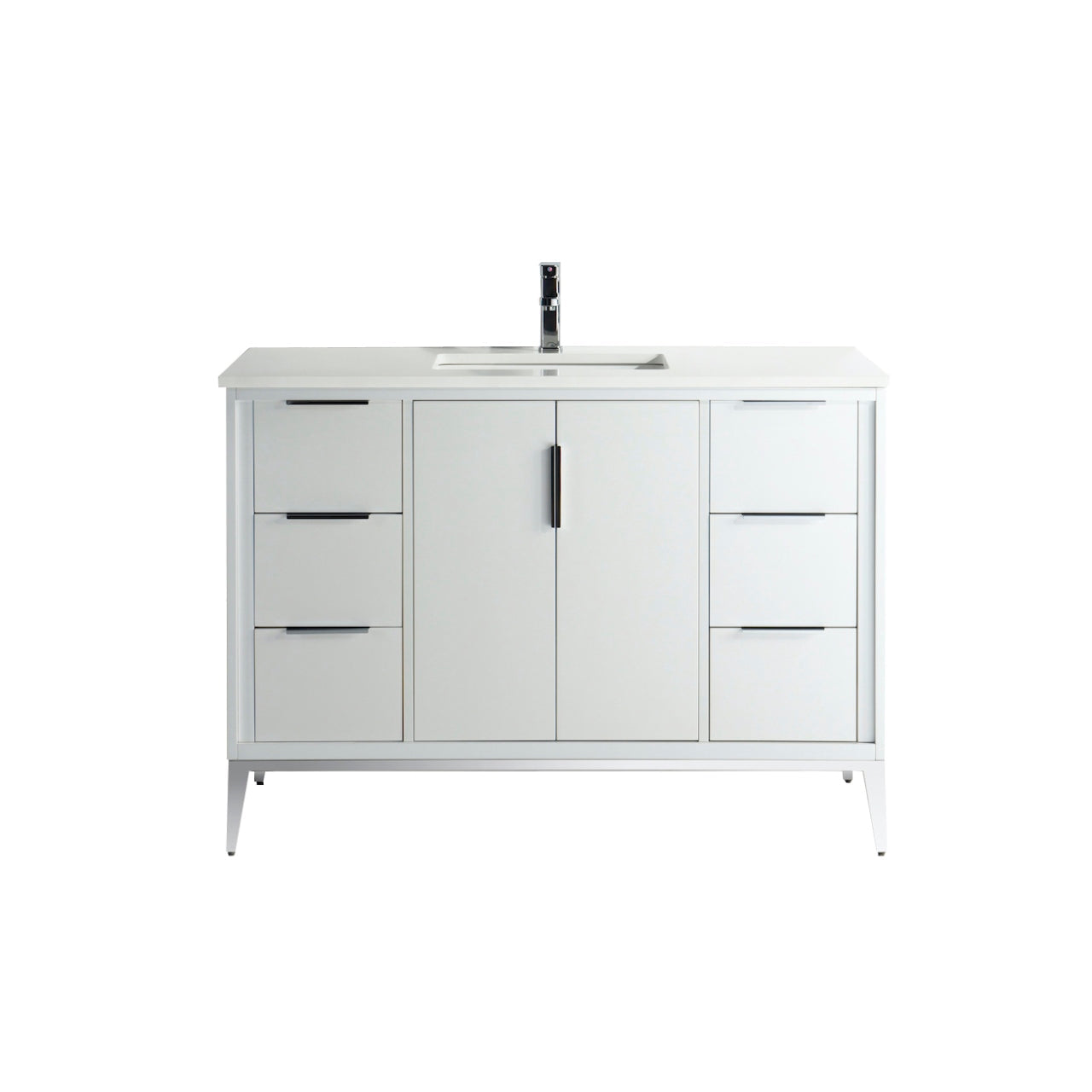 Divani 48" Solid Wood Freestanding Bathroom Vanity with Quartz Countertop