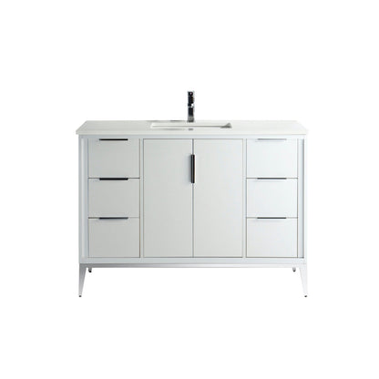 Divani 48" Solid Wood Freestanding Bathroom Vanity with Quartz Countertop
