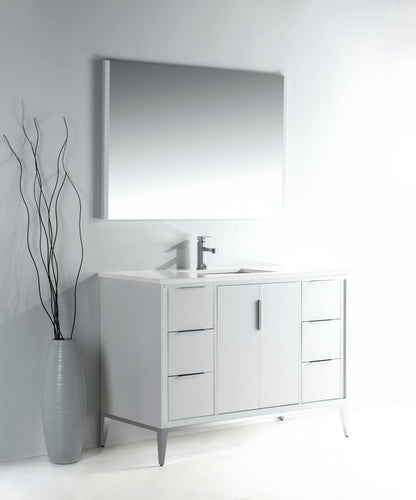 Divani 48" Solid Wood Freestanding Bathroom Vanity with Quartz Countertop