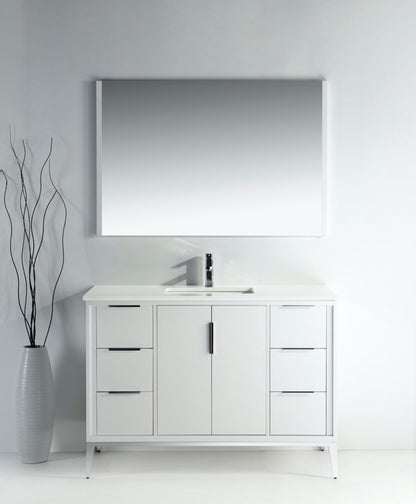 Divani 48" Solid Wood Freestanding Bathroom Vanity with Quartz Countertop