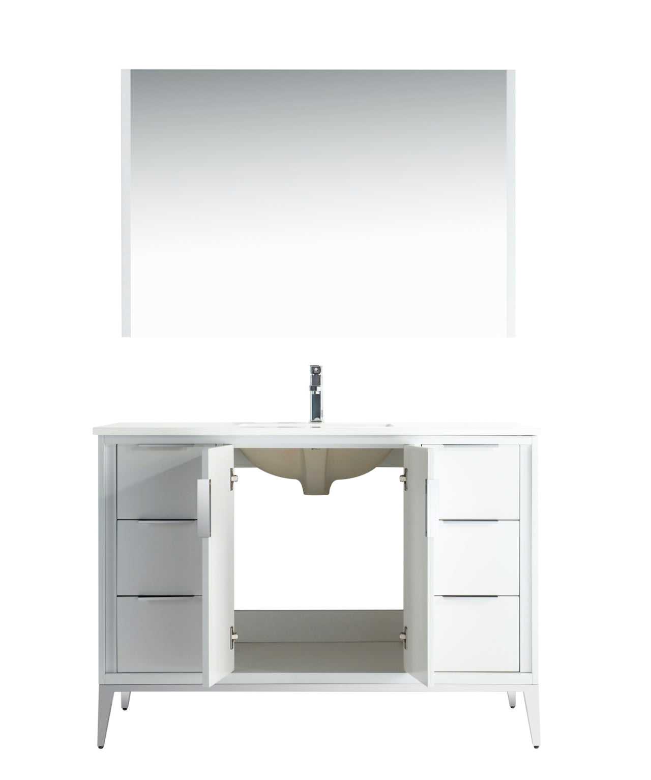 Divani 48" Solid Wood Freestanding Bathroom Vanity with Quartz Countertop