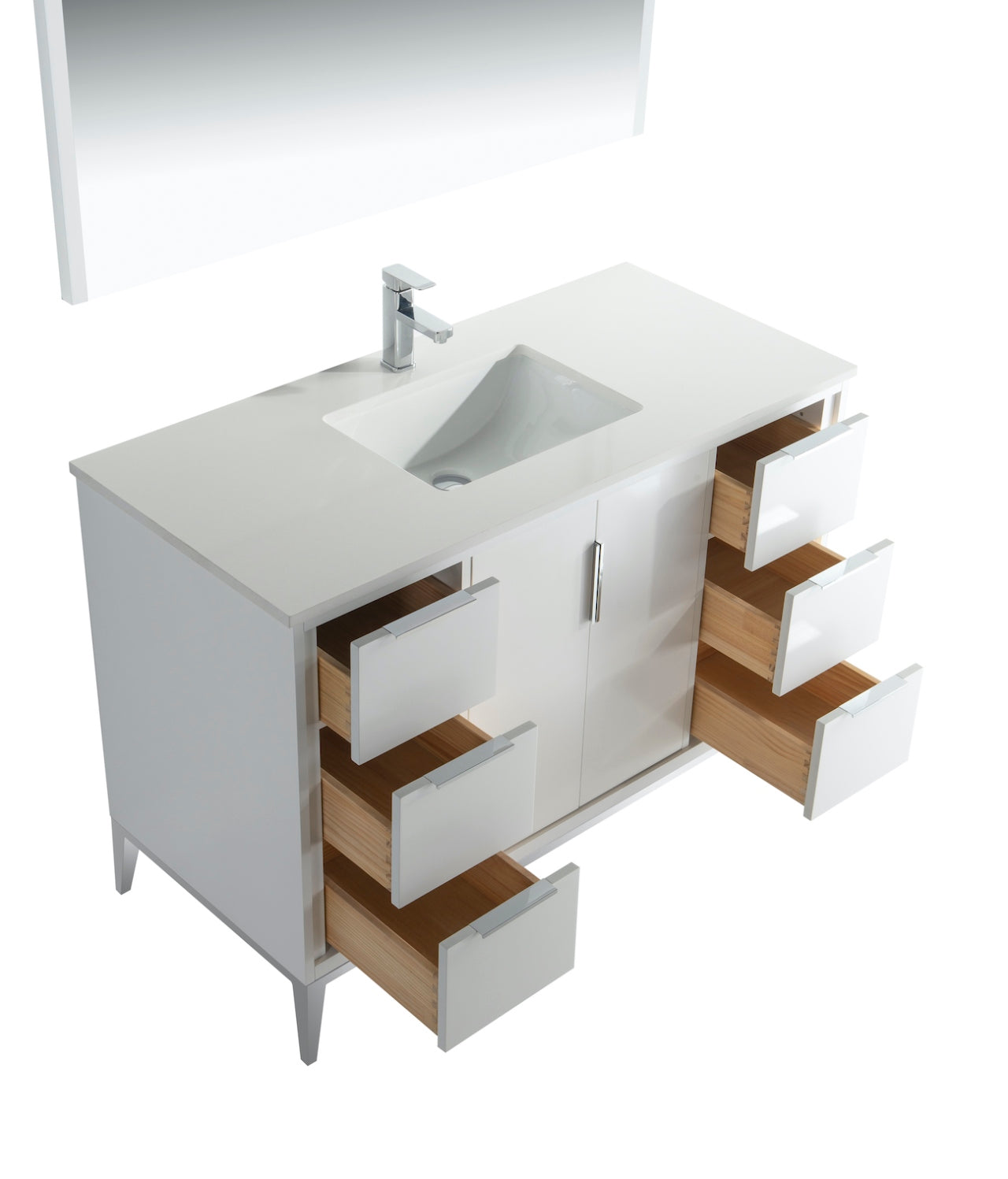 Divani 48" Solid Wood Freestanding Bathroom Vanity with Quartz Countertop