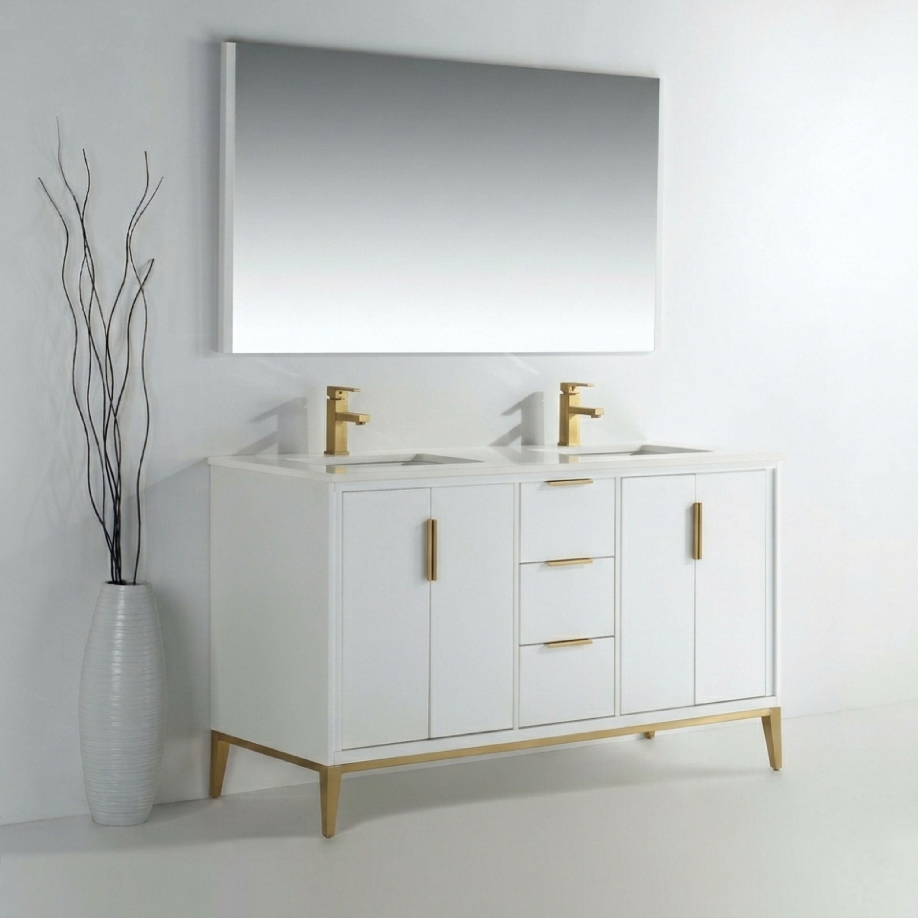 Divani 60" Solid Wood Freestanding Bathroom Vanity with Quartz Countertop