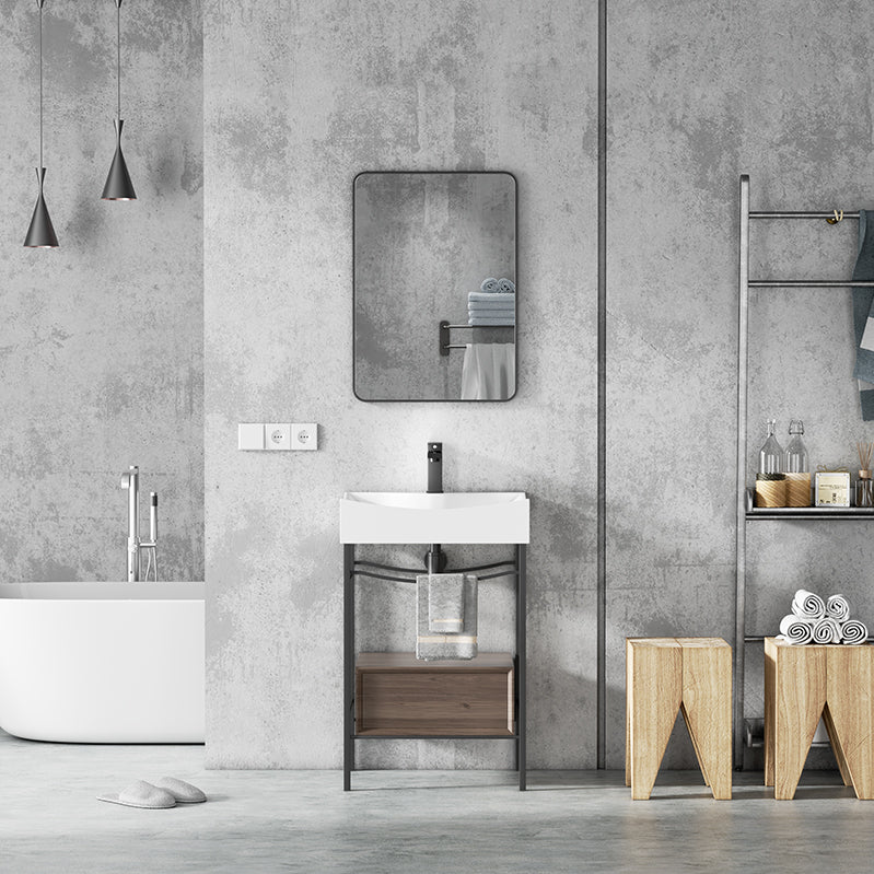 European Single Bathroom Vanity with Ceramic Vanity Top - manufacturer photo