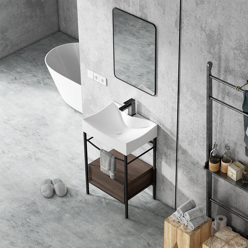 European Single Bathroom Vanity with Ceramic Vanity Top - manufacturer photo