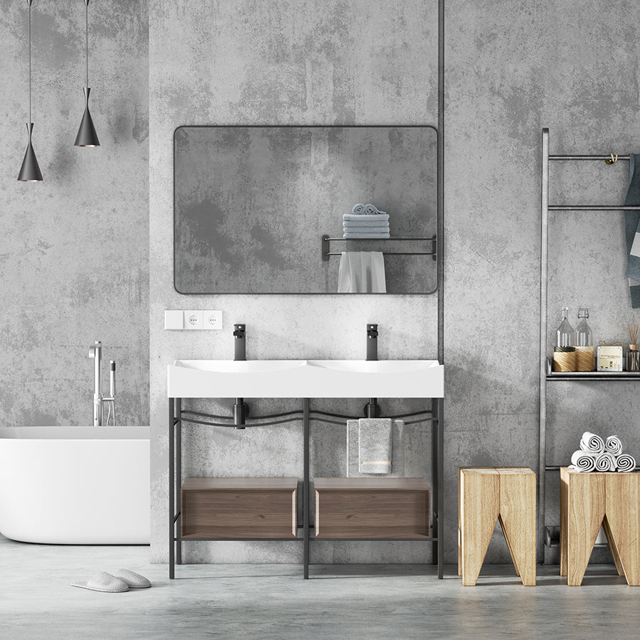 European Single Bathroom Vanity with Ceramic Vanity Top - manufacturer photo