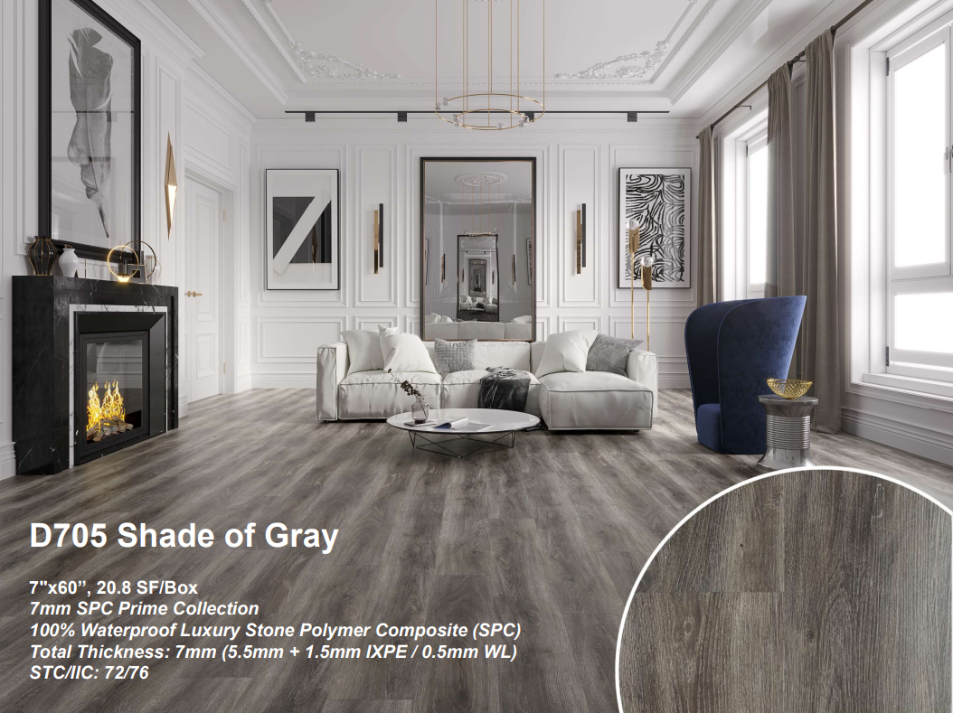 7mm SPC Vinyl Flooring Shade of Grey