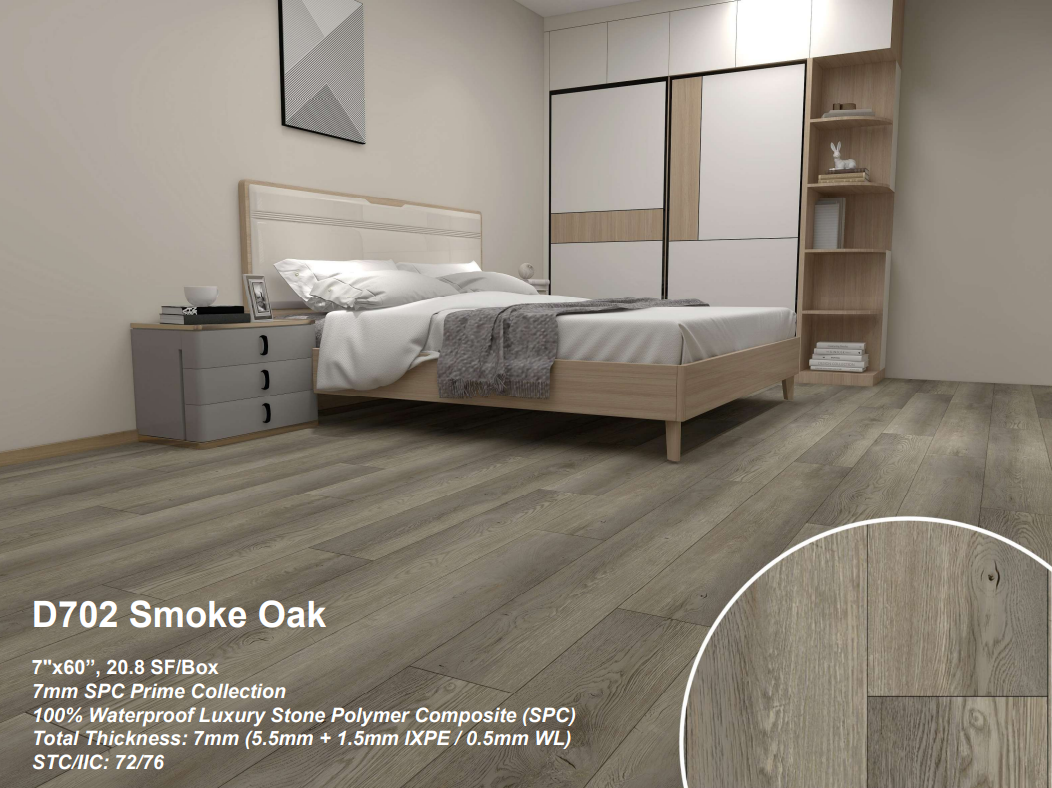 7mm SPC Vinyl Flooring Smoke Oak