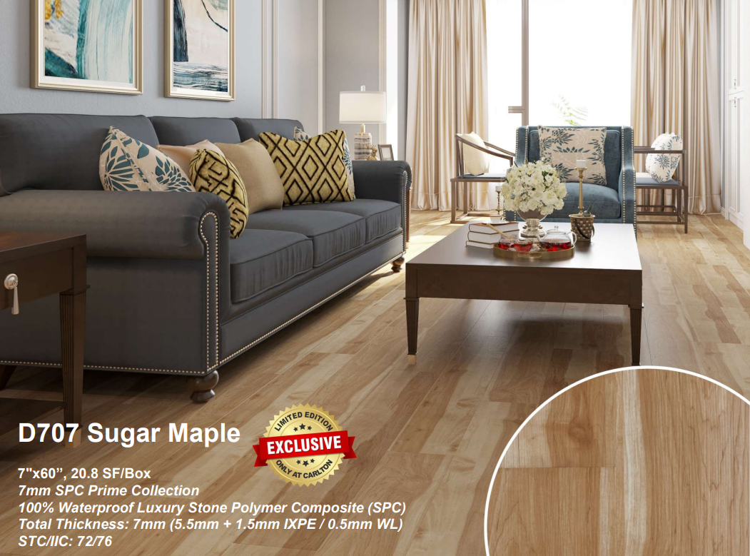 7mm SPC Vinyl Flooring Sugar Maple