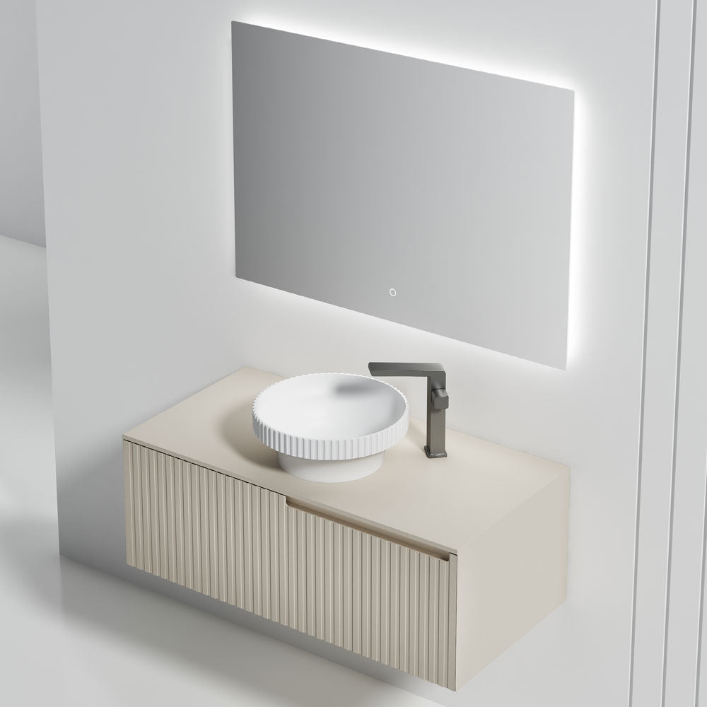 Beige 32 Inch Wall Mount Vanity Cabinet, Beige - manufacturer photo