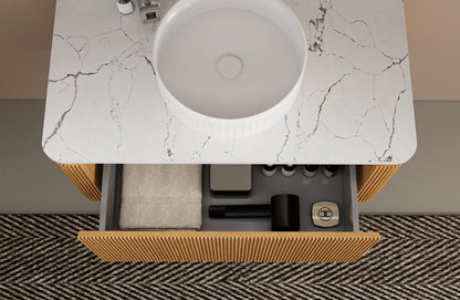 Athens 48” Single Sink Modern Fluted Wall Mount Bathroom Vanity