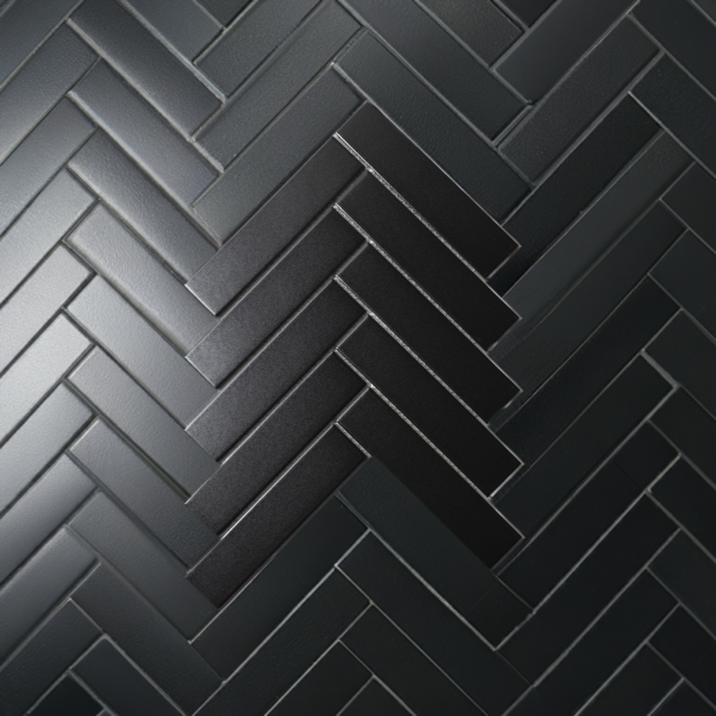 Herringbone 2" x 8" Matte Porcelain Tile - Black