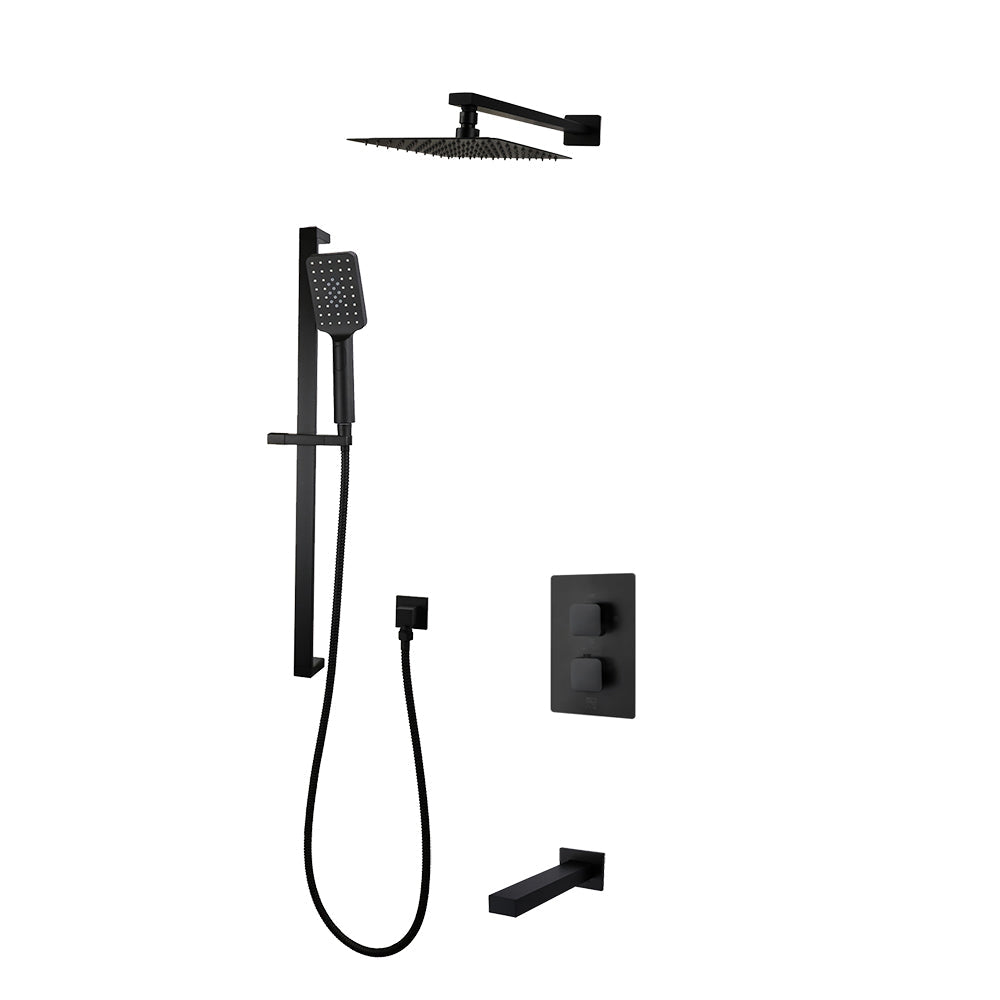 Kodaen 10-Inch Diamond Thermostatic Shower System with Sliding Hand Shower & Tub Spout