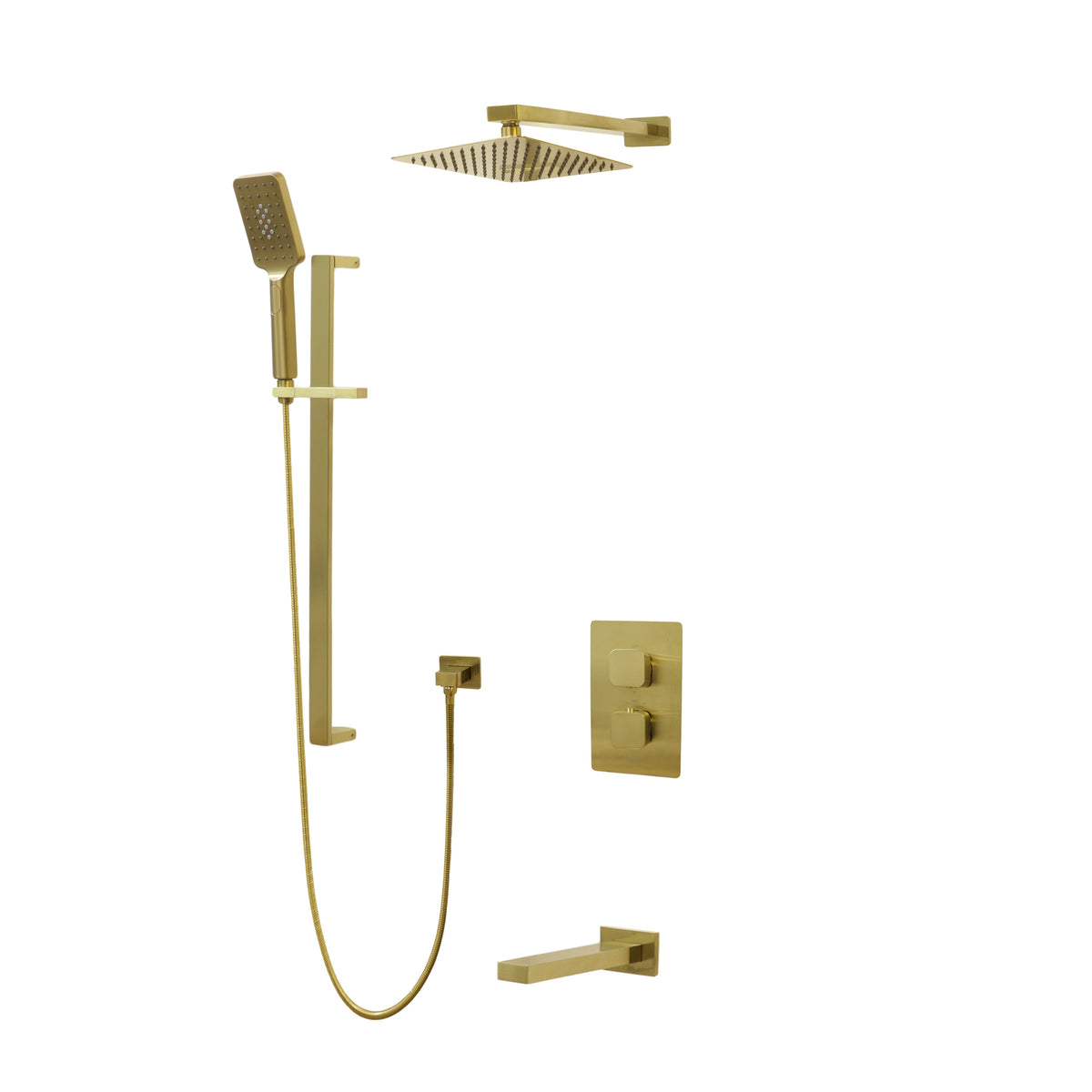 Kodaen 10-Inch Diamond Thermostatic Shower System with Sliding Hand Shower & Tub Spout