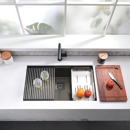 Kodaen 32-Inch Single-Bowl Stainless-Steel Workstation Kitchen Sink