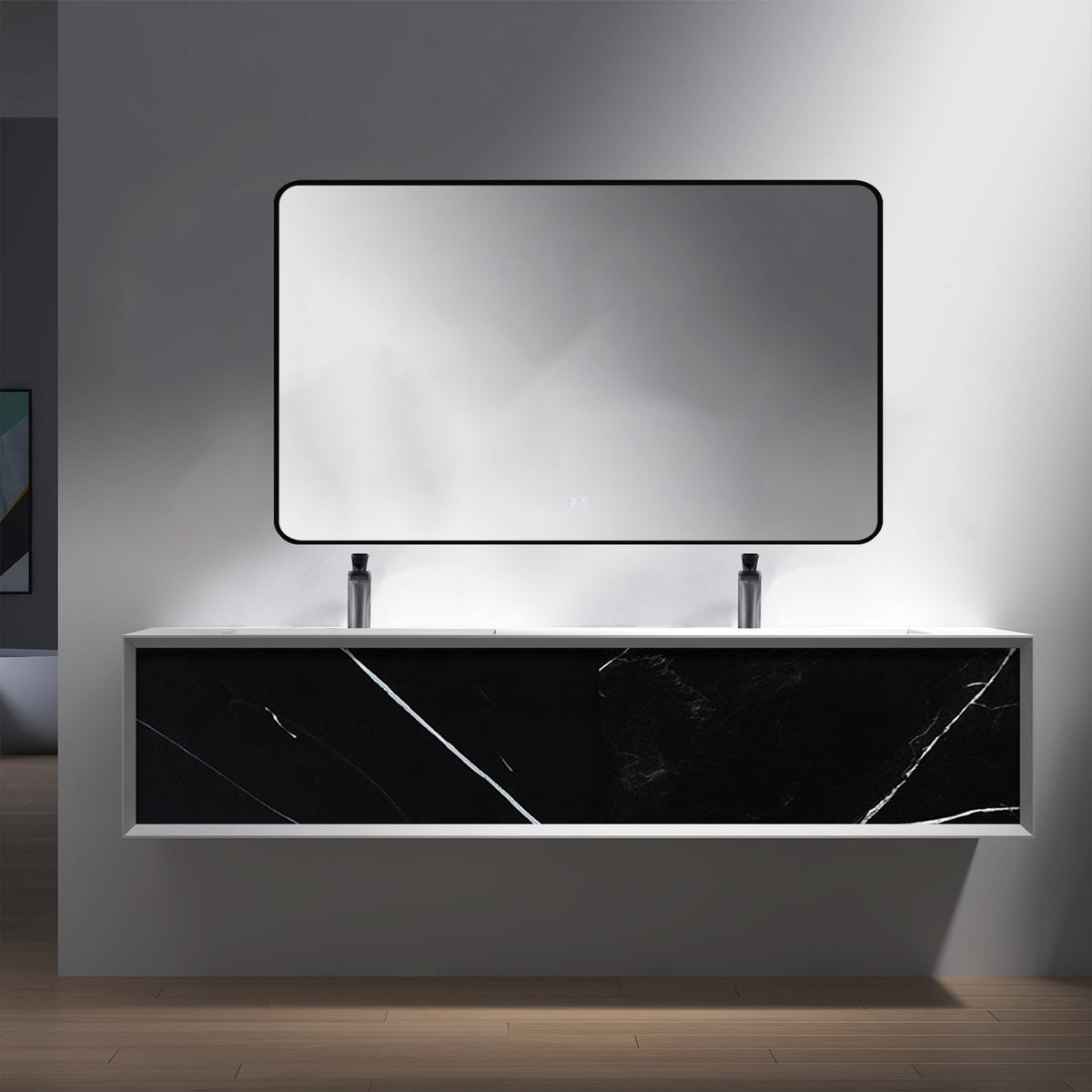 Kodaen 55-Inch Wall-Mount Bathroom Vanity with Sink — Wood