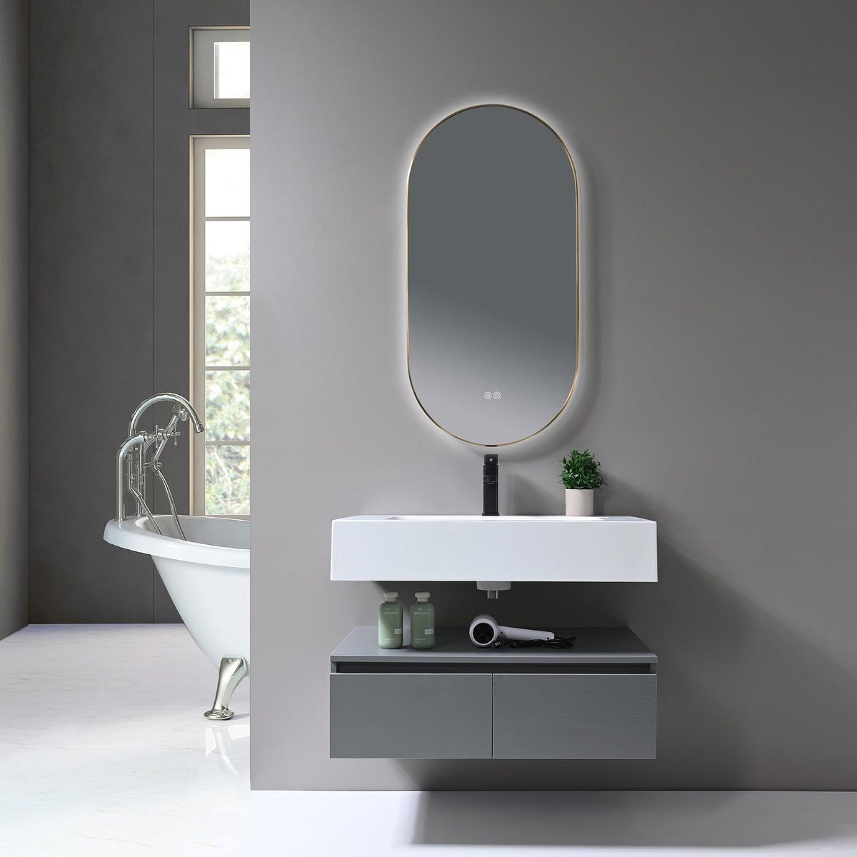 Kodaen Atomic Framed Backlit LED Bathroom Mirror