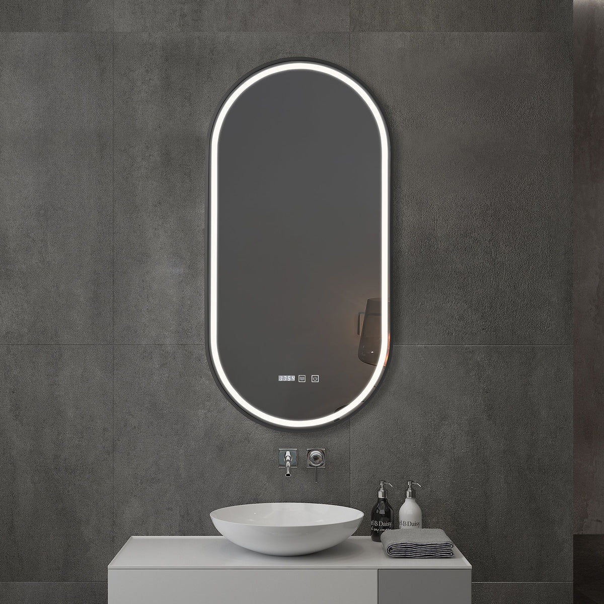 Kodaen Atomic Framed Front-Lit LED Bathroom Mirror