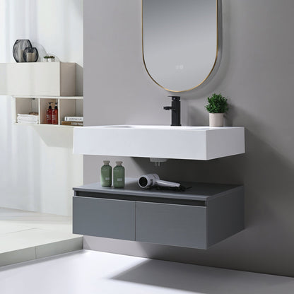 Kodaen Avenir 32-Inch Wall-Mount Bathroom Vanity with Sink — French Grey