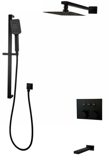 Kodaen Diamond 10-Inch Push-Button Thermostatic Shower System with Tub Spout
