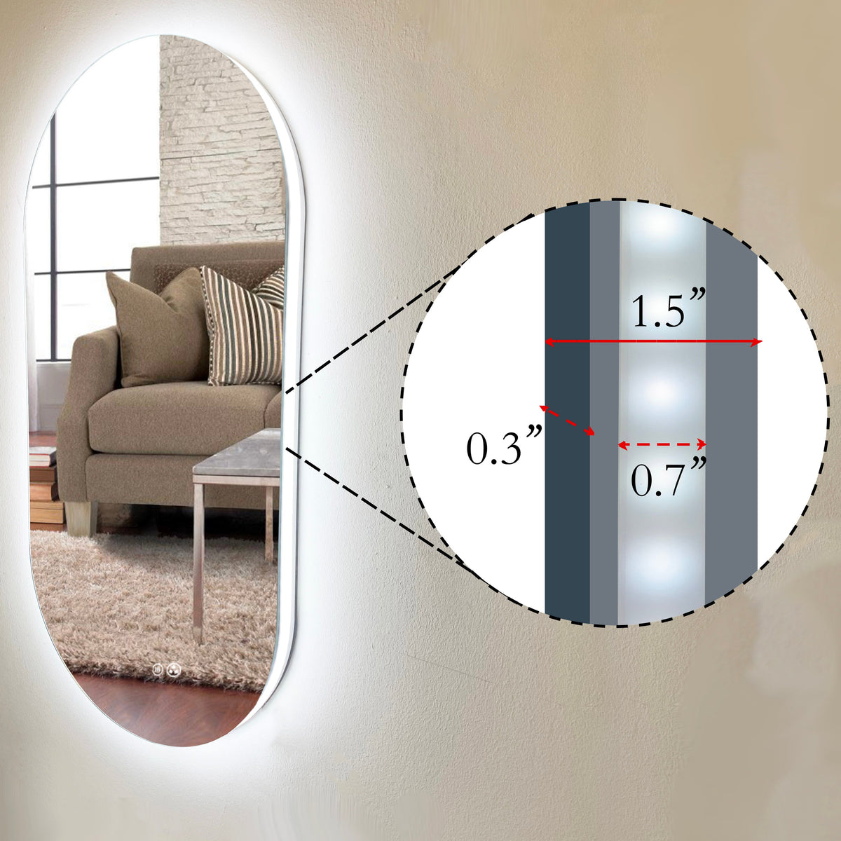 Kodaen Moderno Backlit LED Bathroom Mirror