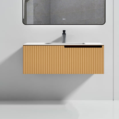 Kodaen Orange 32-Inch Wall-Mount Bathroom Vanity with Sink — Camel
