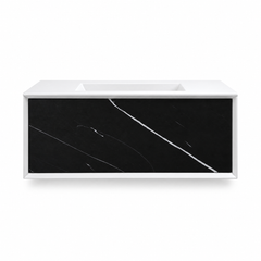 39-Inch Wall-Mount Bathroom Vanity with Sink — Black Stone