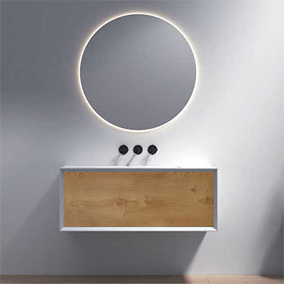 Kodaen 32-Inch Wall-Mount Bathroom Vanity with Sink — Wood