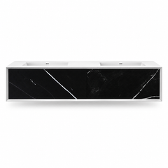 55-Inch Wall-Mount Double-Sink Bathroom Vanity — Black Stone