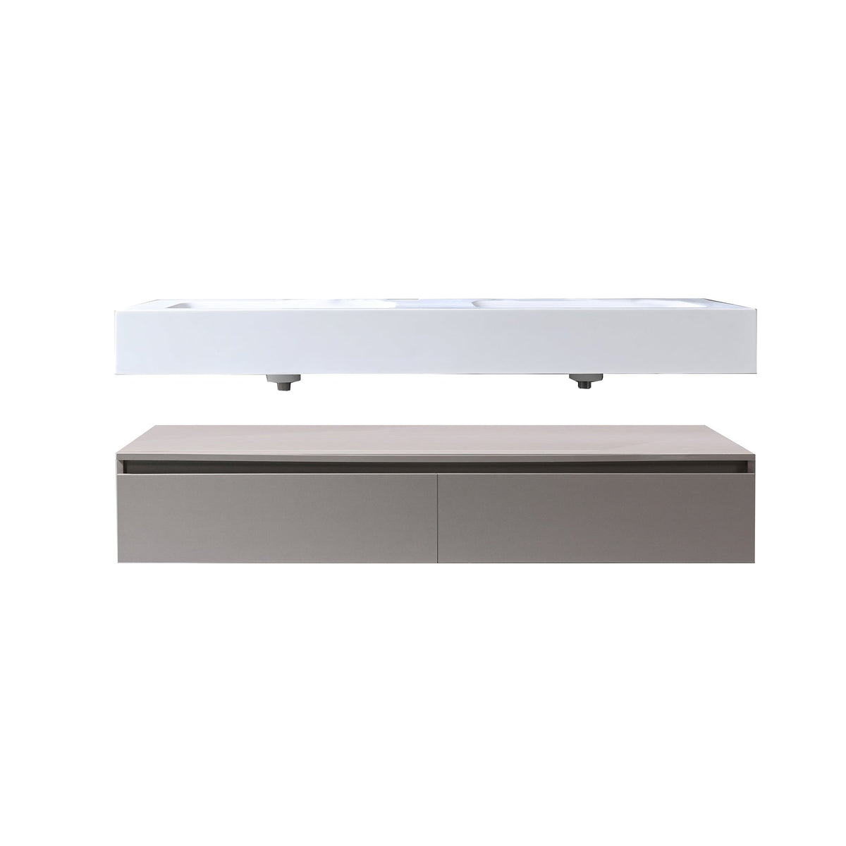 Kodaen Avenir 59-Inch Wall-Mount Bathroom Vanity with Sink — Light Brown — product view