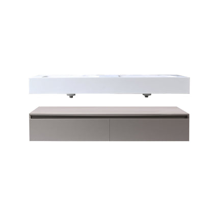 Kodaen Avenir 59-Inch Wall-Mount Bathroom Vanity with Sink — Light Brown — product view