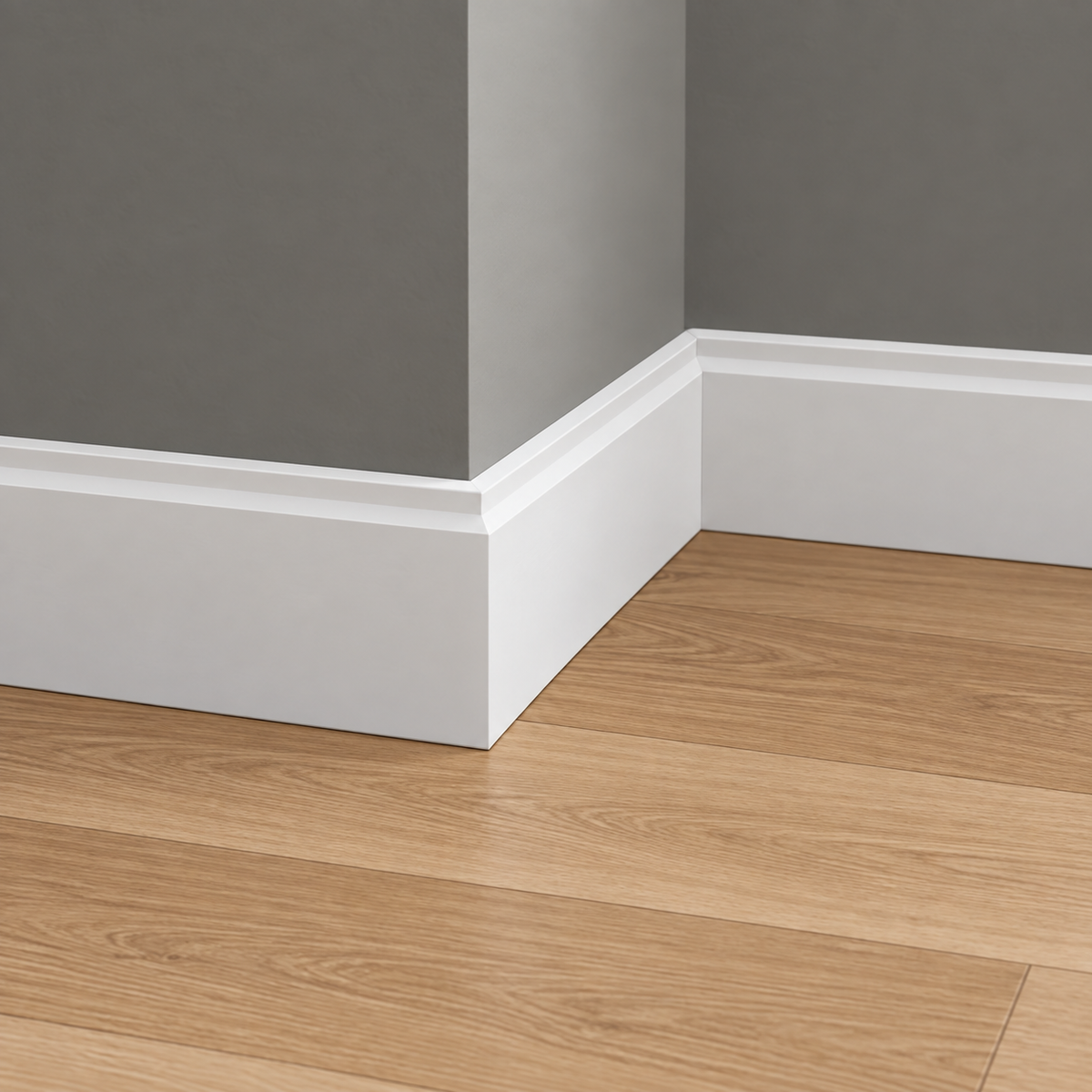 Two Steps 7-inch MDF baseboard installed in a room